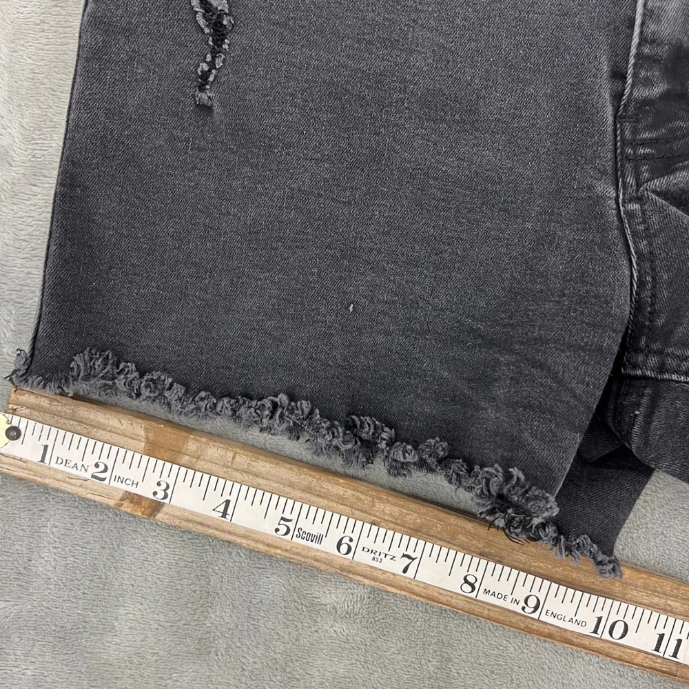 Wax Jean Womens Black Distressed Denim Shorts High Waisted Frayed Hem Size‎ 11